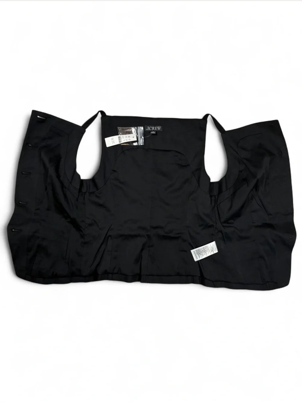 J.Crew Black Linen Cut Away Tank Vest Classic Sleek Brand New with Tags 2